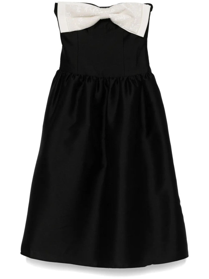 Self-Portrait Taffeta Contrast Bow Dress