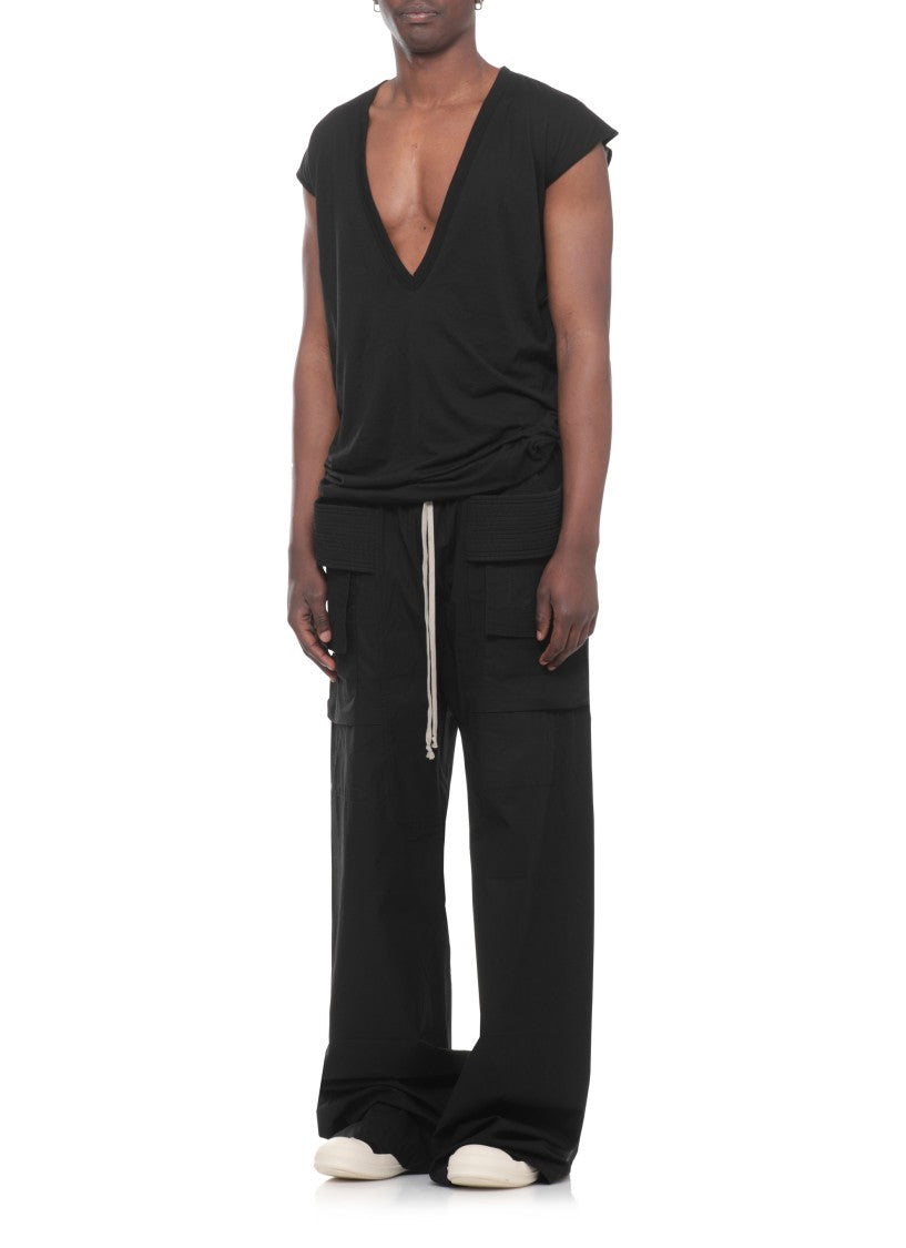 Drkshdw By Rick Owens Black Dylan T V-Neck Cotton Tank Top