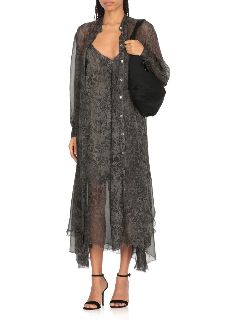 Sanctamuerte Grey Viscose And Silk Dress
