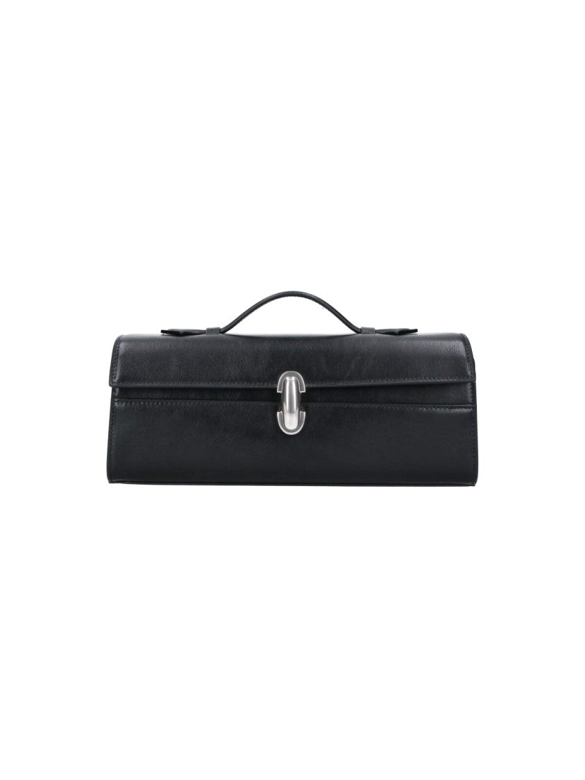 Savette Black Symmetry Slim Calfskin Top-Handle Pouch
