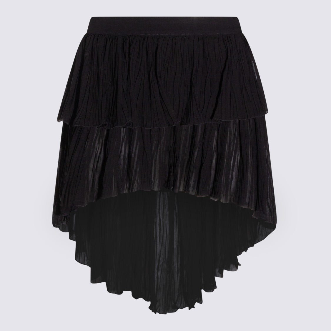 Blumarine Layered Black Viscose Mini Skirt With Textured Finish
