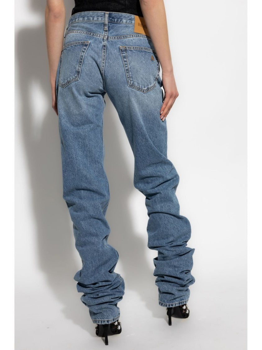 The Attico Extra Long Faded Blue Denim Jeans