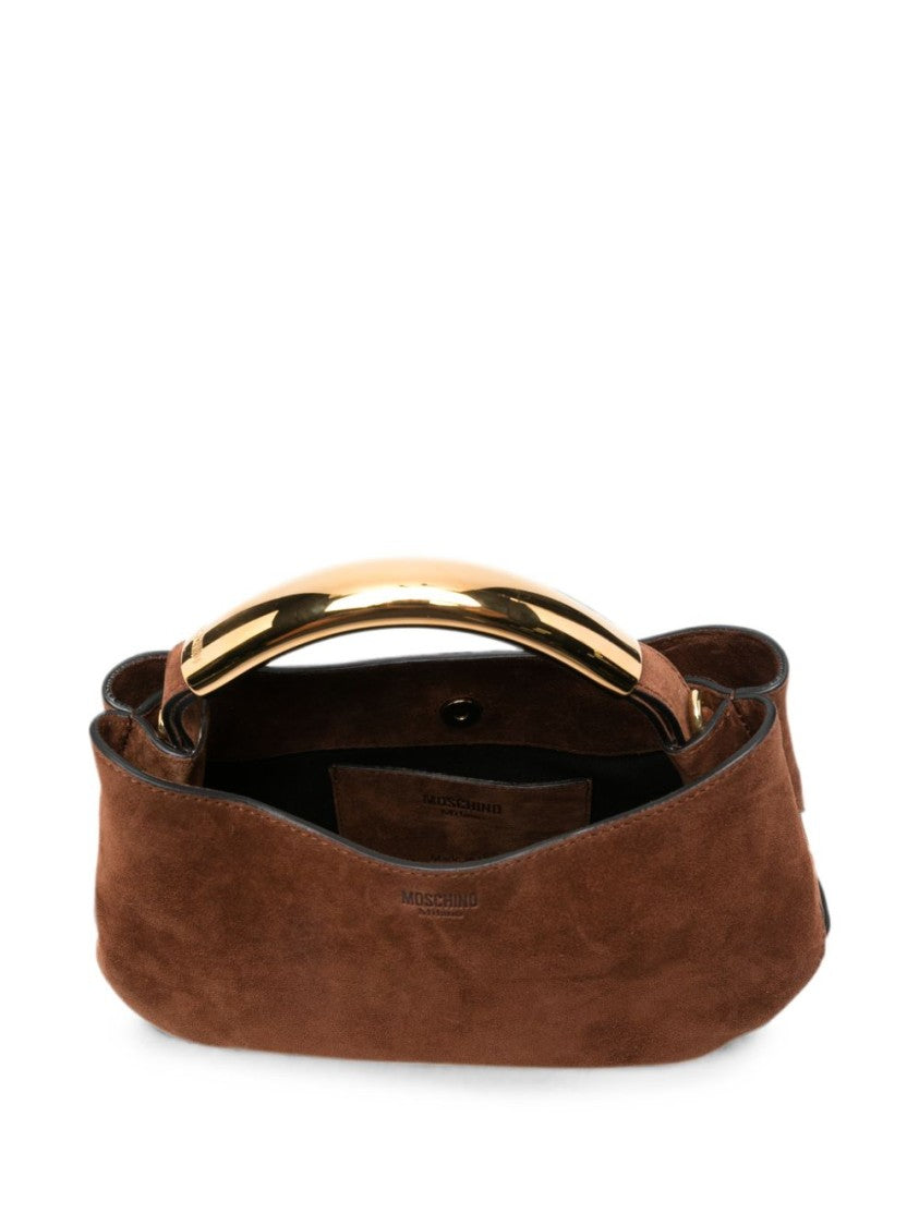 Moschino Curved Suede Handbag - Brown