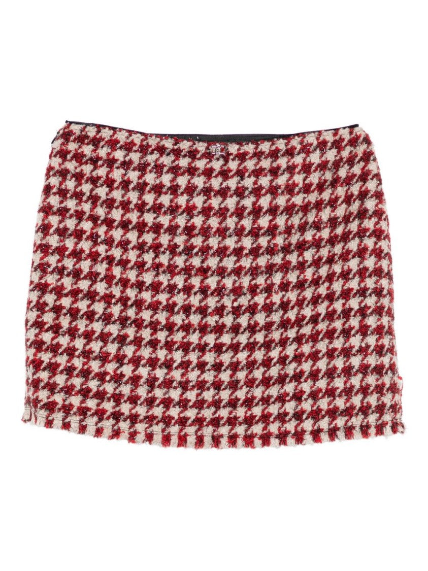 Liu Jo Houndstooth Pattern Mini Skirt With Textured Hemline