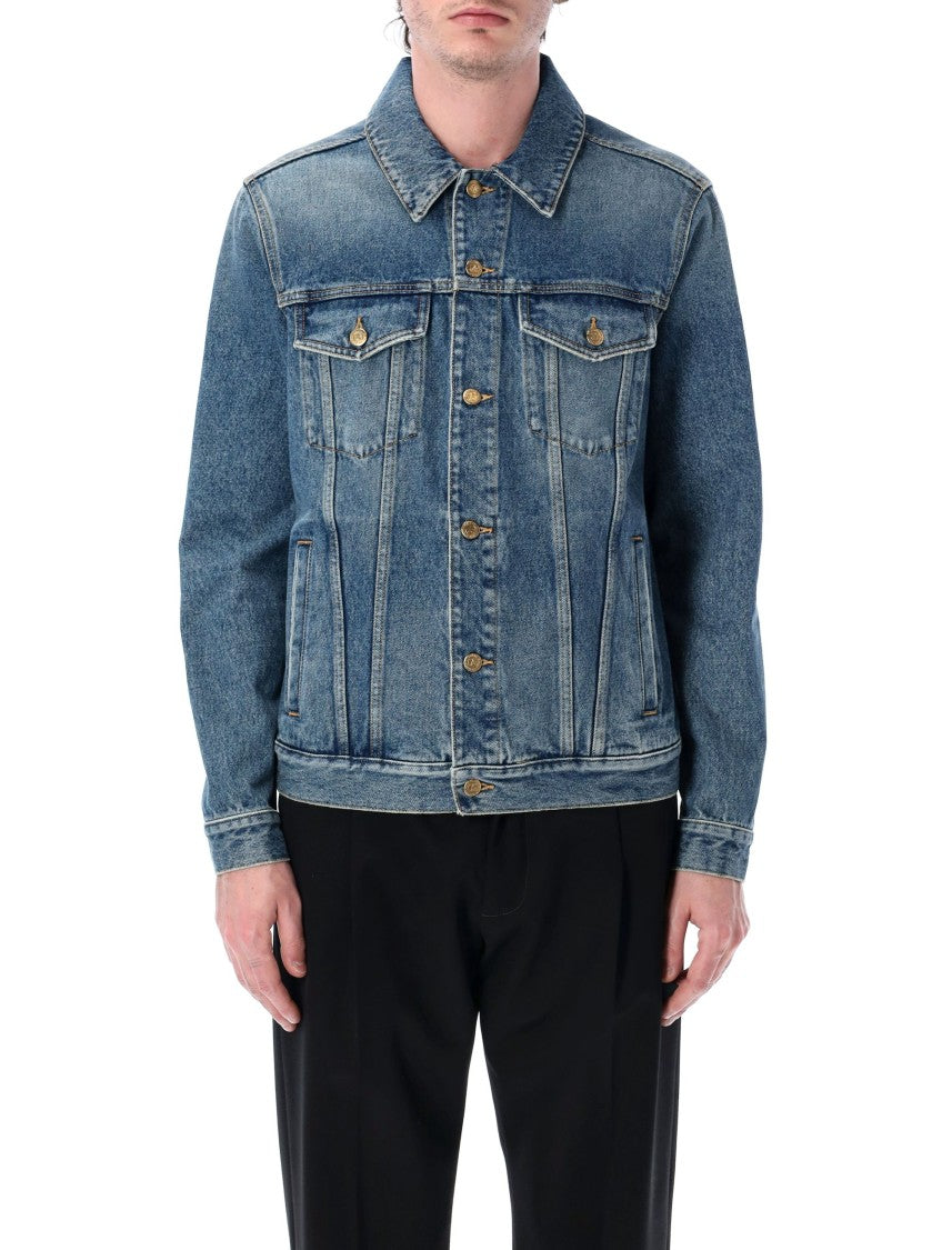 Golden Goose Agenore Denim Jacket With Distressed Finish And Iconic Star