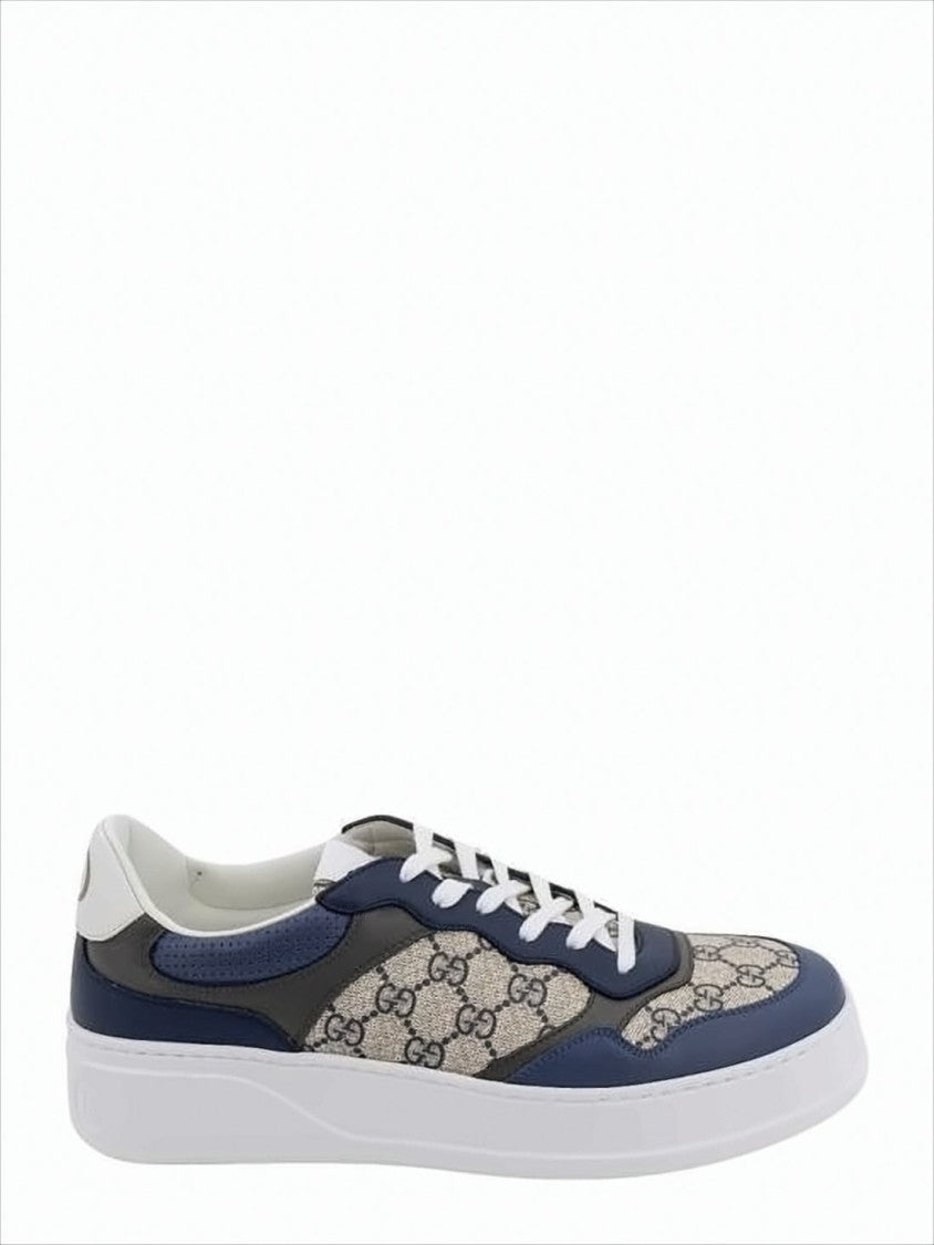 Gucci Monogram Patterned Low-Top Sneakers With Leather Overlays