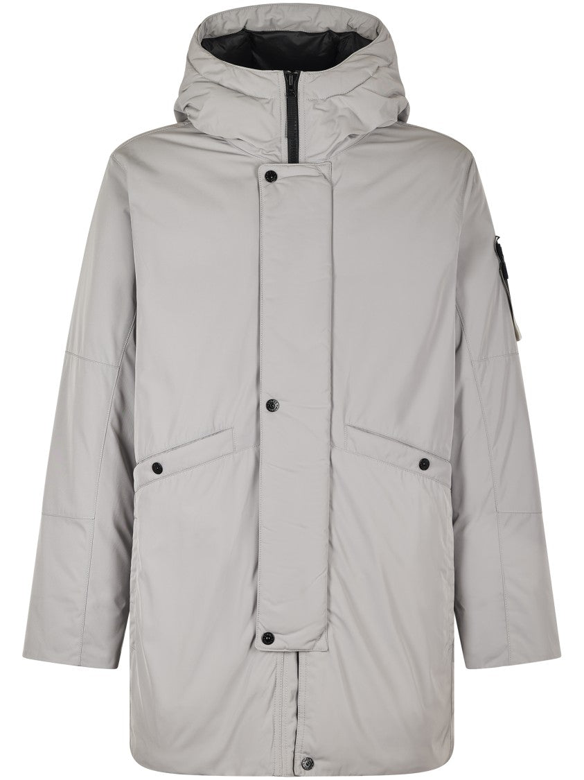 Stone Island Hooded Jacket With Zip Closure