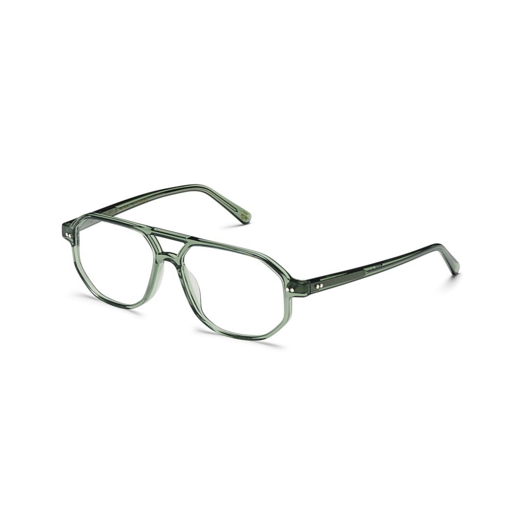 Moscot Or-Gaz-O Gazeektal Translucent Green Acetate Geometric Aviator Eyeglasses