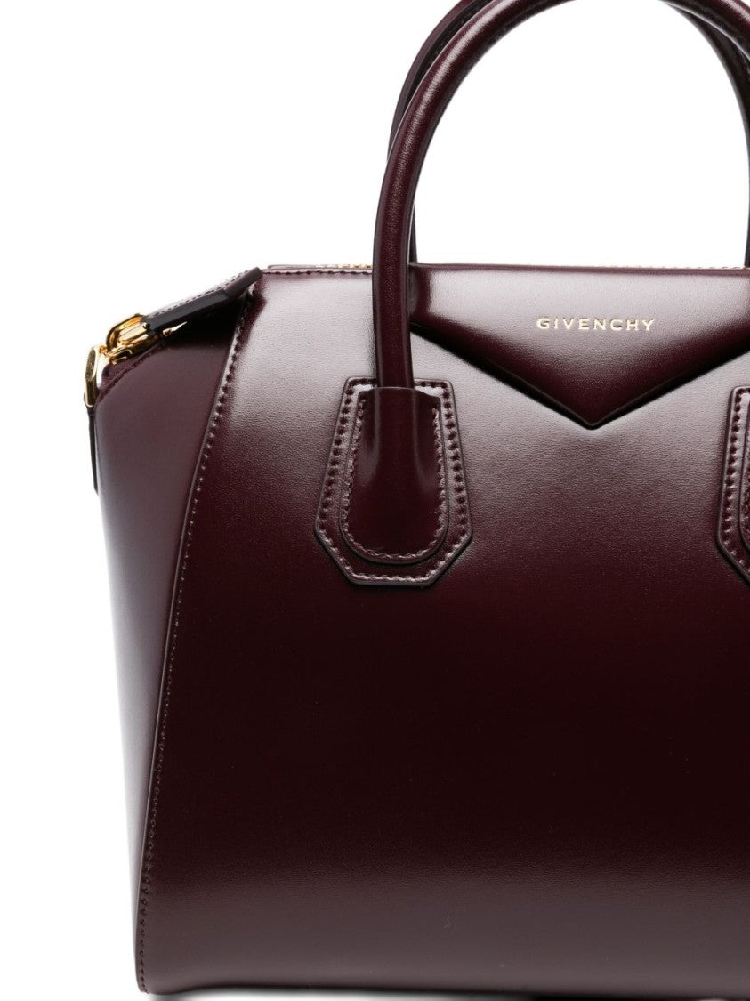 Givenchy Burgundy Structured Polished Leather Handbag