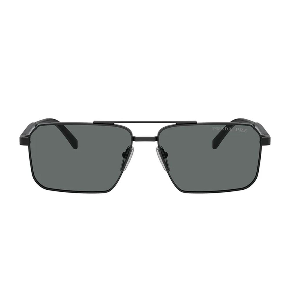 Prada Pra57s Polarized Rectangular Metal Frame Sunglasses