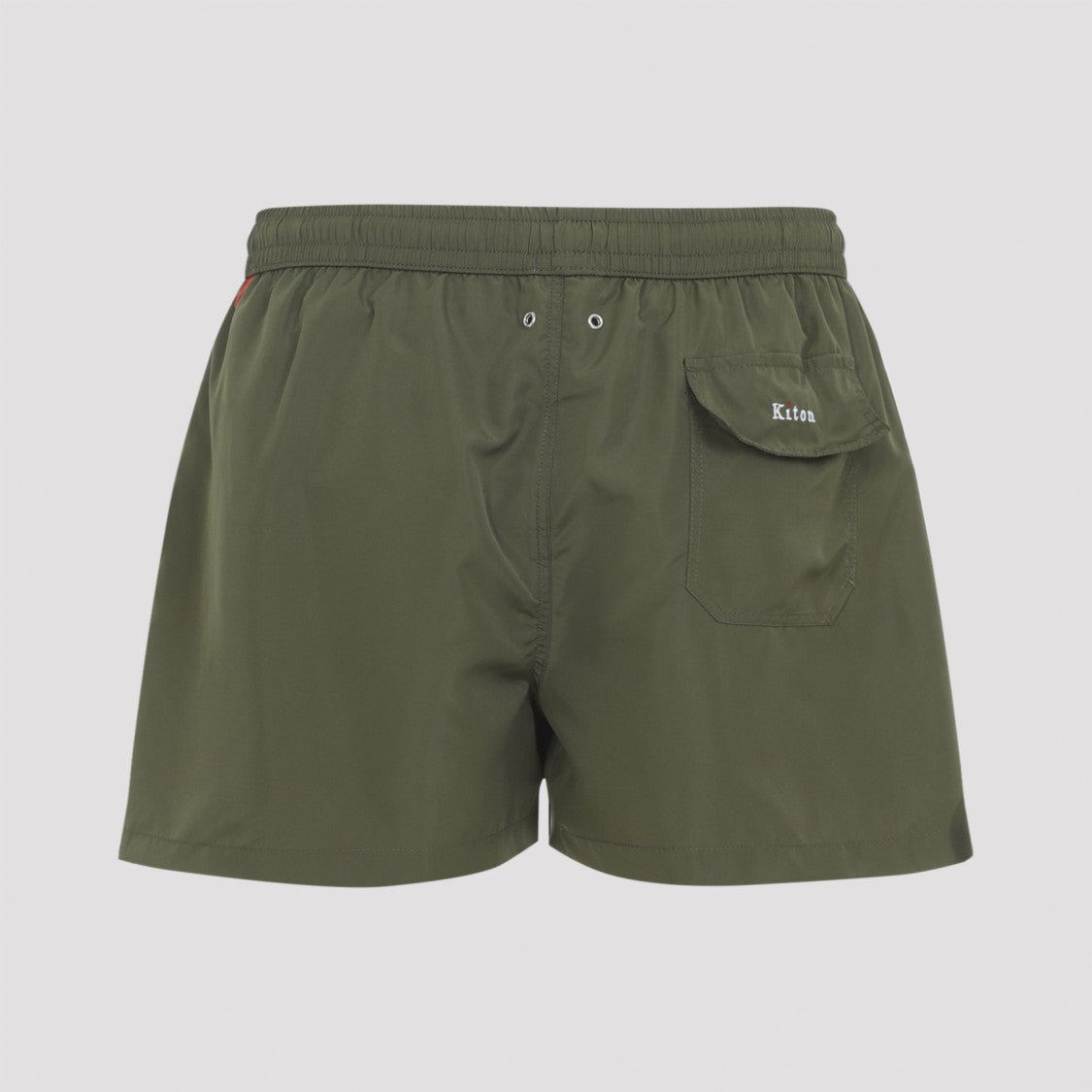 Kiton Military Green Polyester Swim Shorts