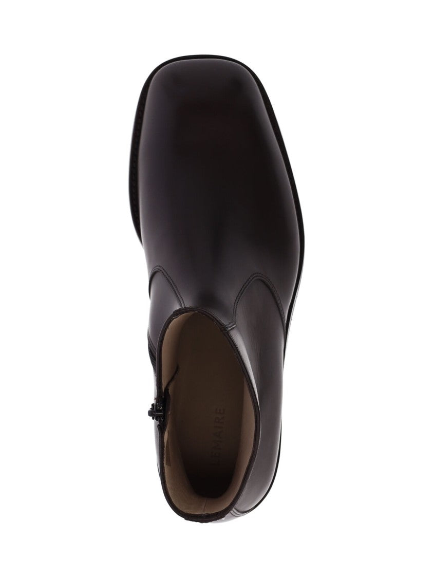 Lemaire Brown Zip Calfskin Leather Boots