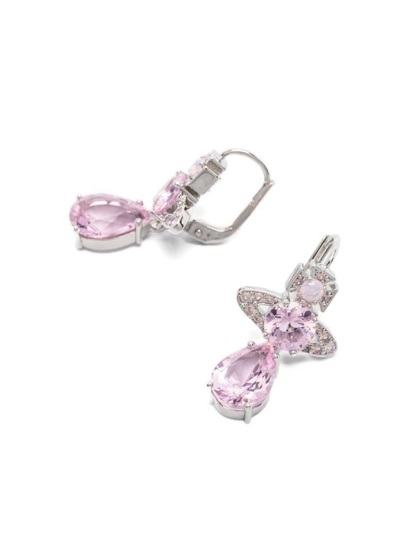 Vivienne Westwood Silver-Tone Polished Orb Crystal Drop Earrings