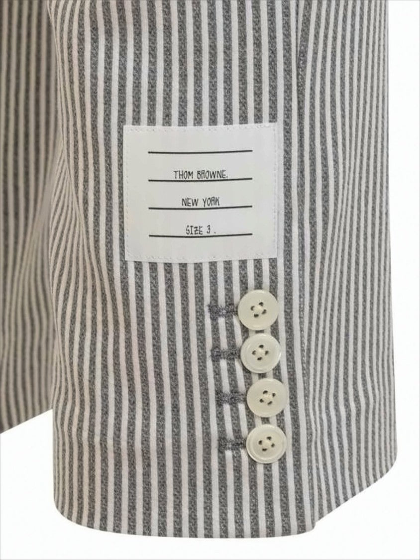 Thom Browne Tailored Grey Cotton Suit Pants With Vertical Pinstripes