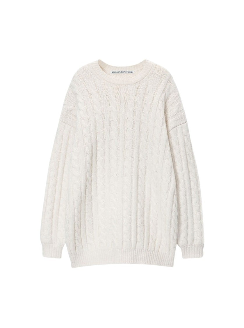 Alexander Wang Cable Pullover Dress Ivory