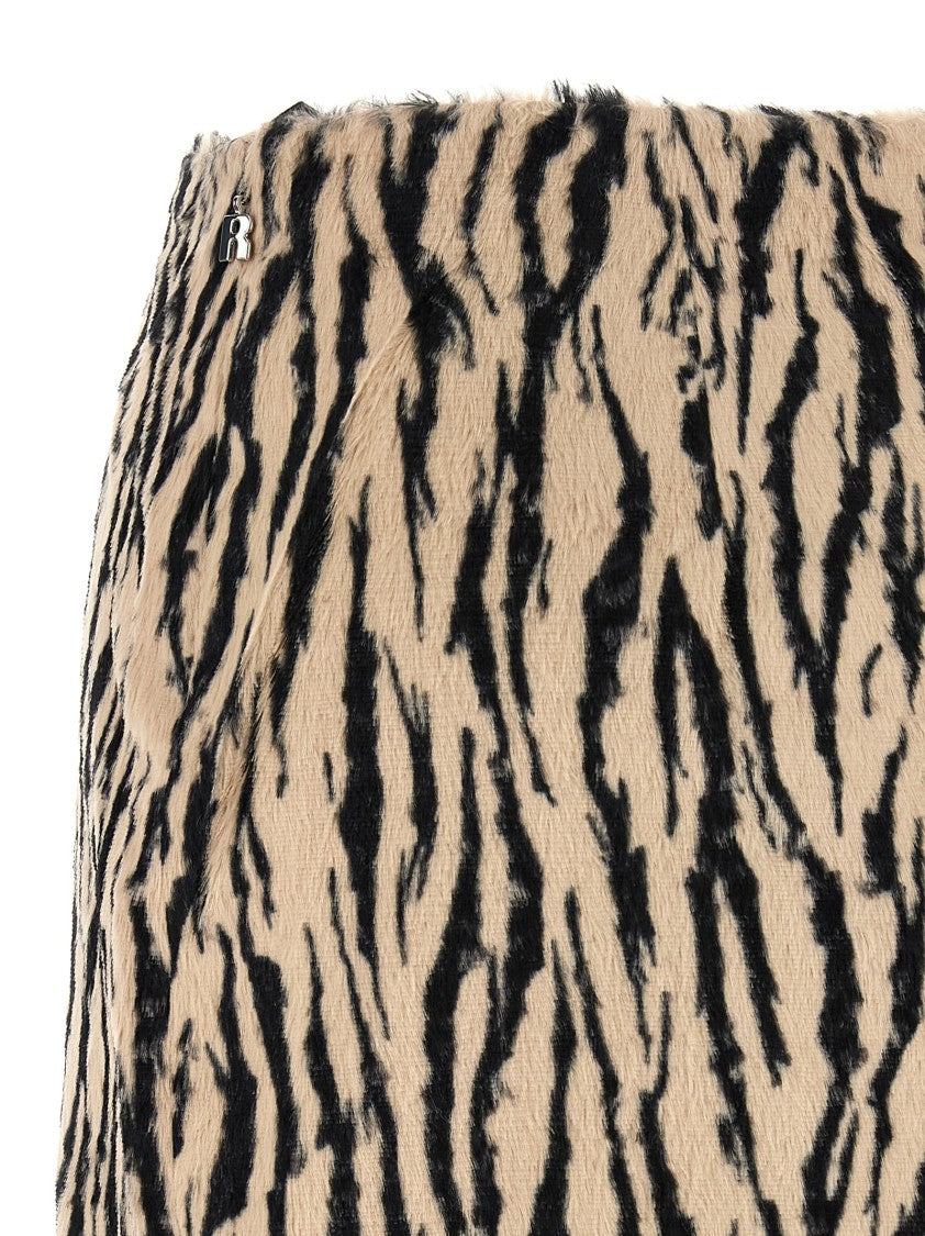 Rotate Birger Christensen Printed Faux Fur Skirt