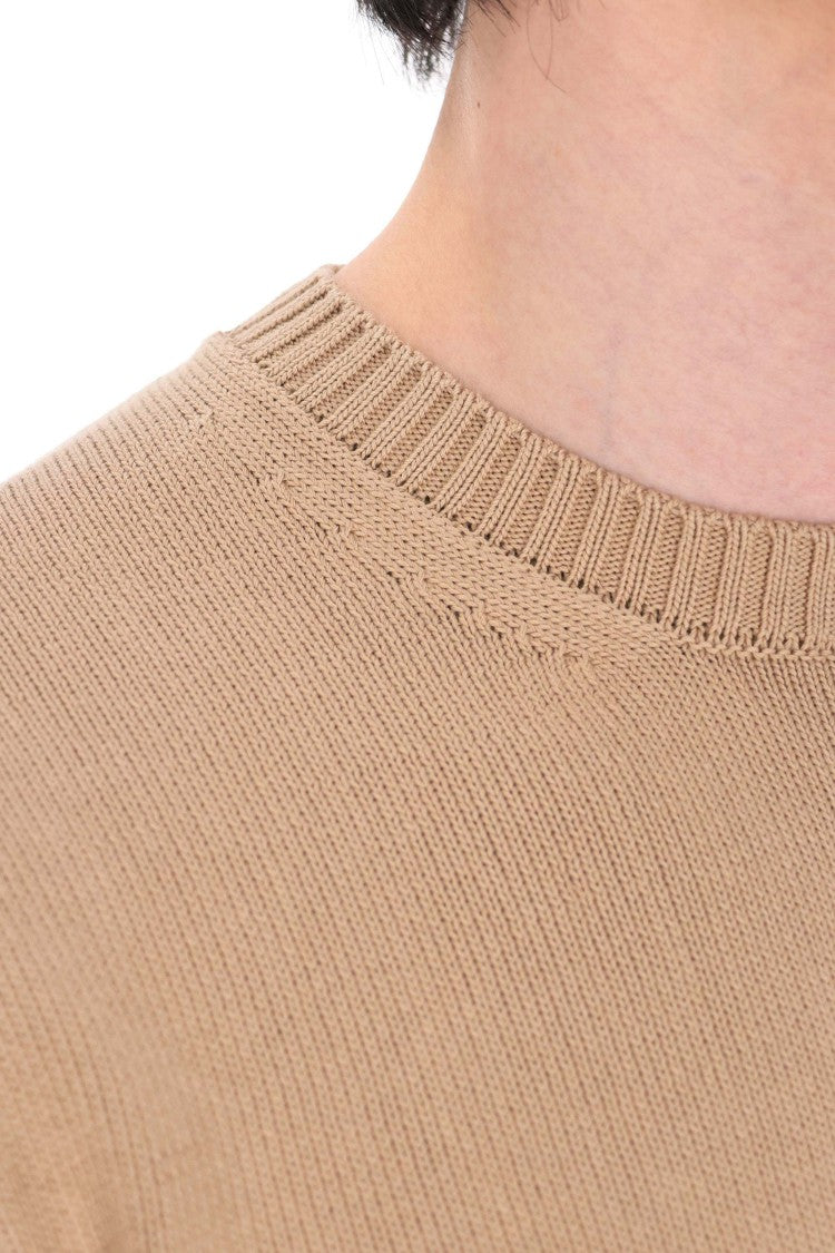 Drumohr Camel Gauge 8 Cotton Crewneck Sweater
