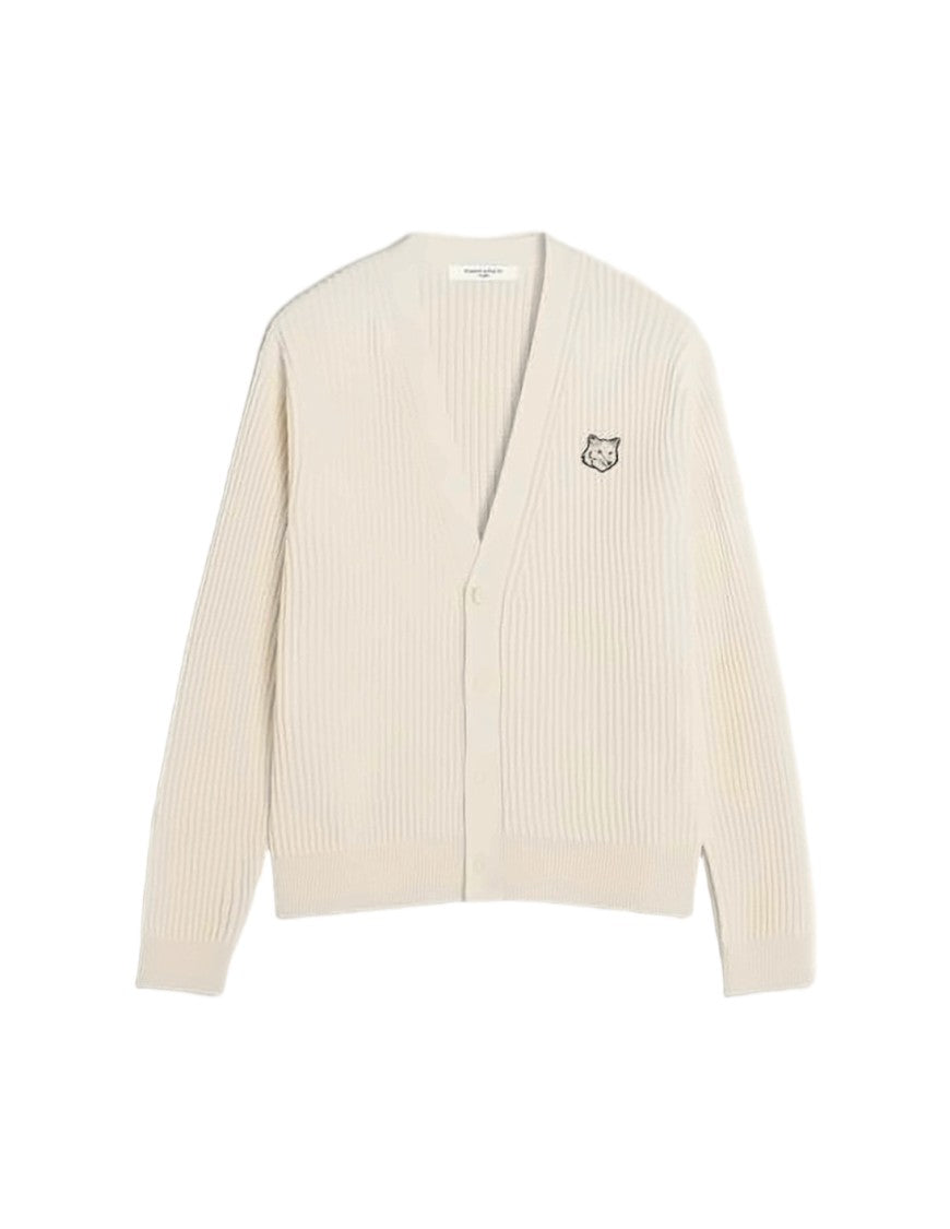 Maison Kitsuné Ribbed Knit Cardigan With V-Neckline And Button-Down Front