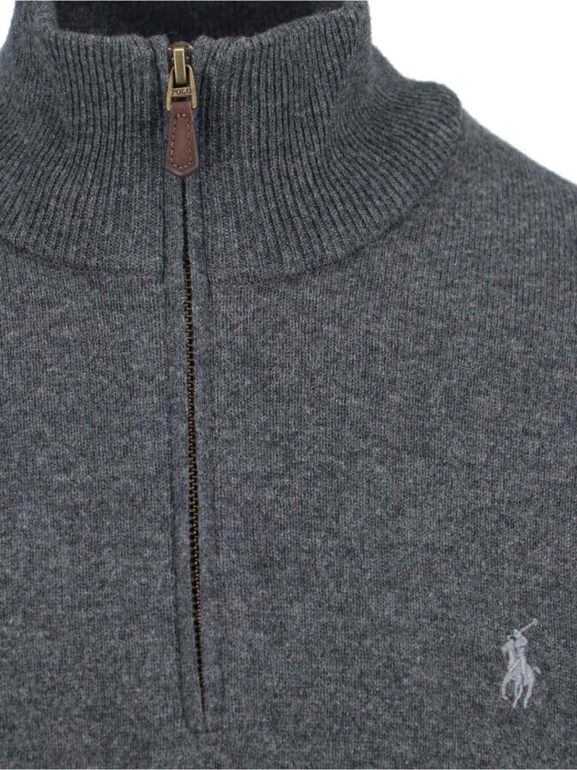 Polo Ralph Lauren Logo Zip Sweater – Gray