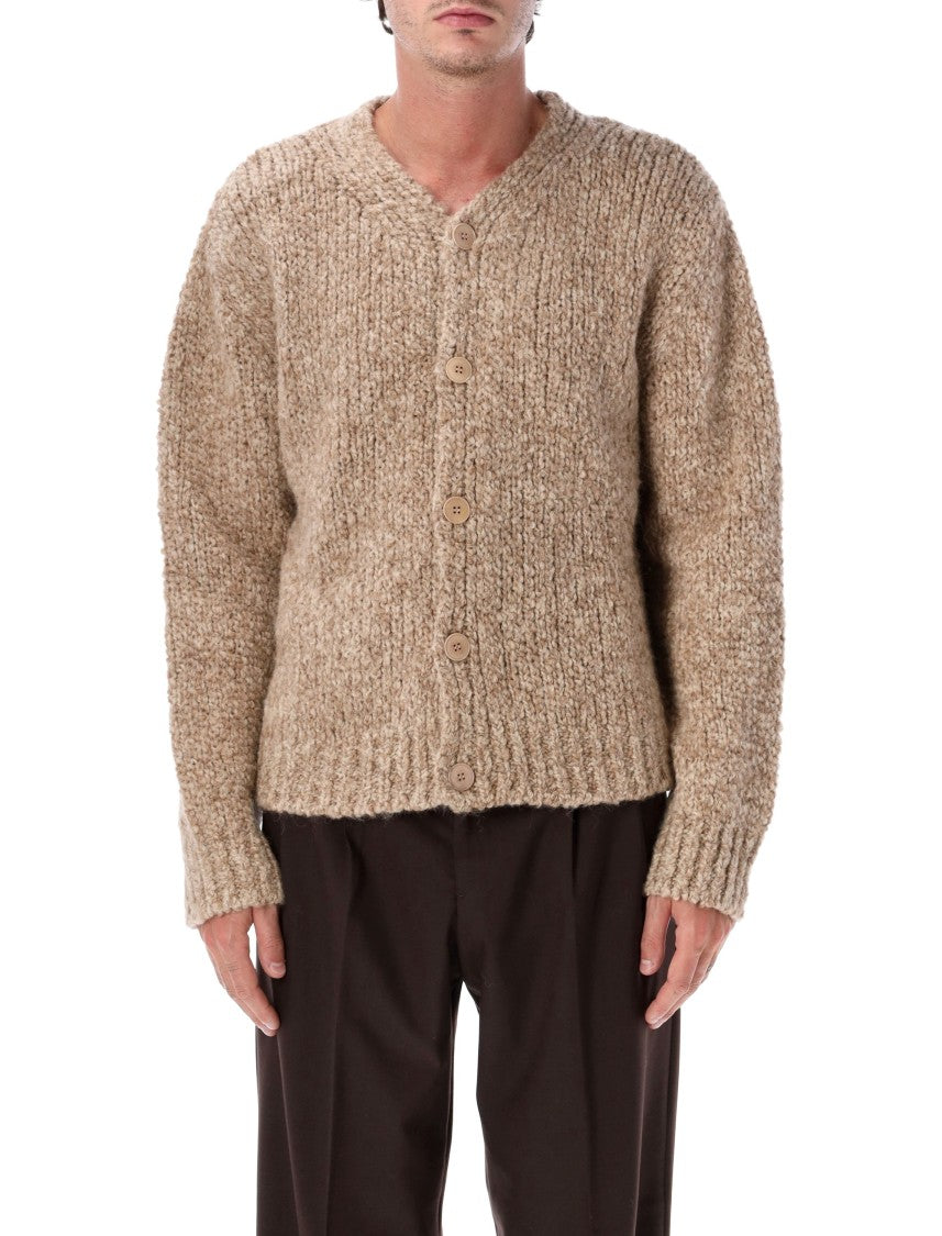 Sunflower Textured Knit Cardigan With Subtle V-Neck And Corozo Buttons