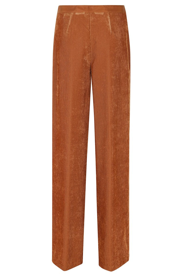 Forte Forte Turmeric High-Waisted Ribbed Viscose Velvet Wide-Leg Pants