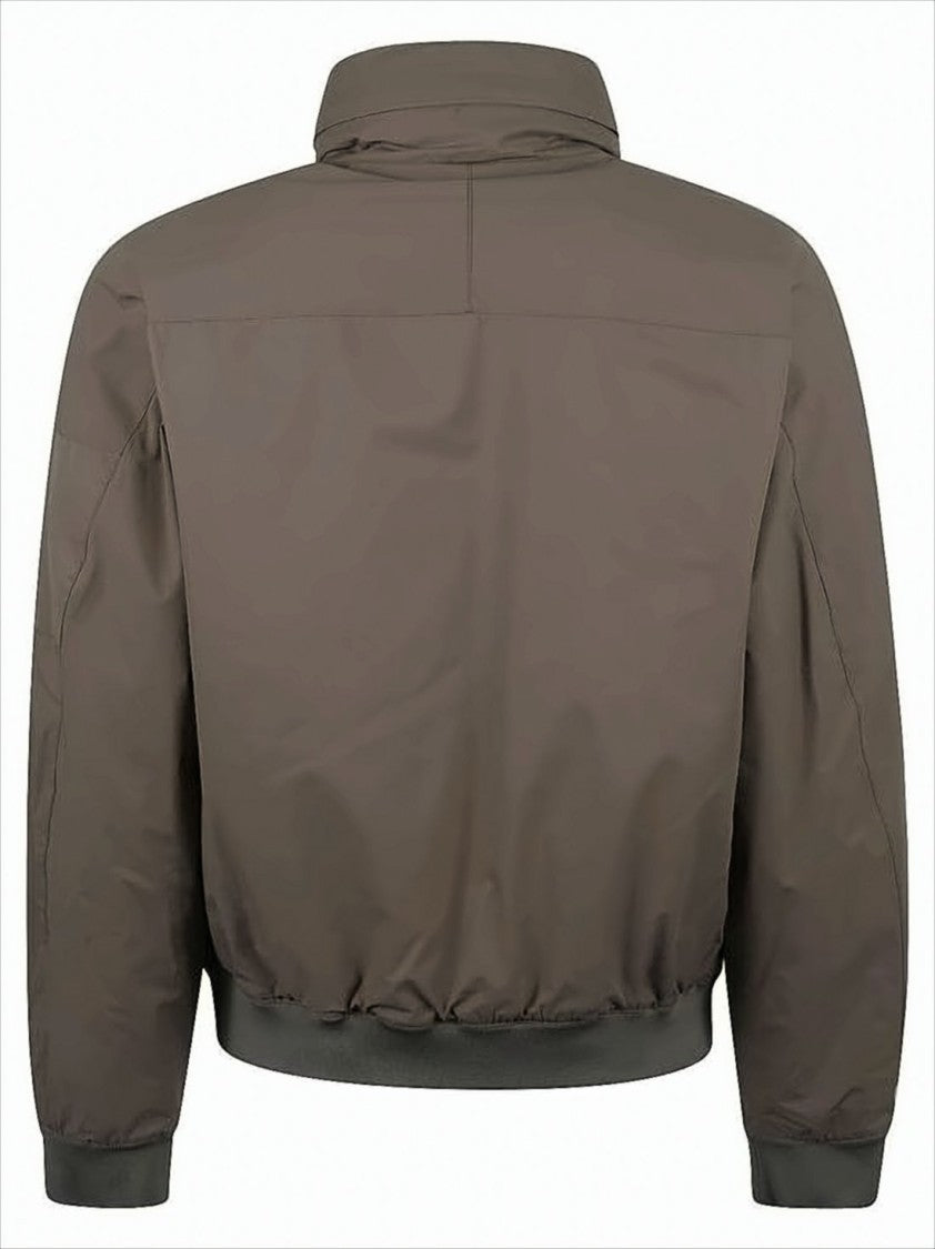 C.P. Company Brown Bomber Jacket With High Collar And Ribbed Details