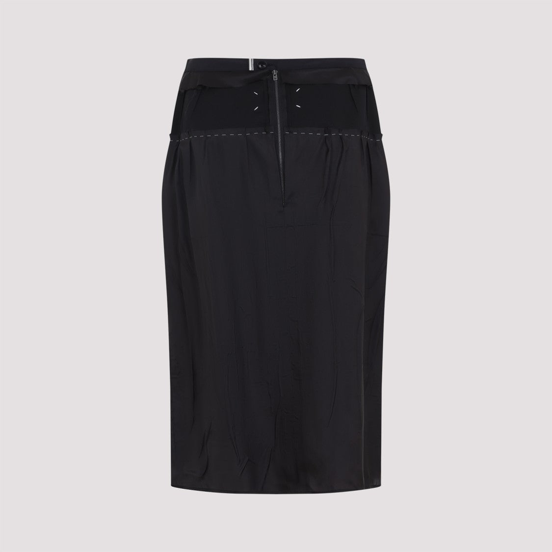 Maison Margiela Black Acetate Midi Skirt With Semi-Sheer Panel