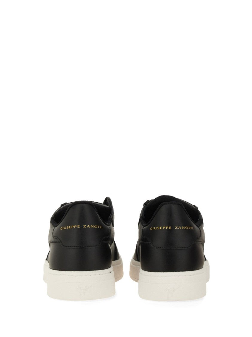 Giuseppe Zanotti Black Leather Sneakers With Embossed Logo