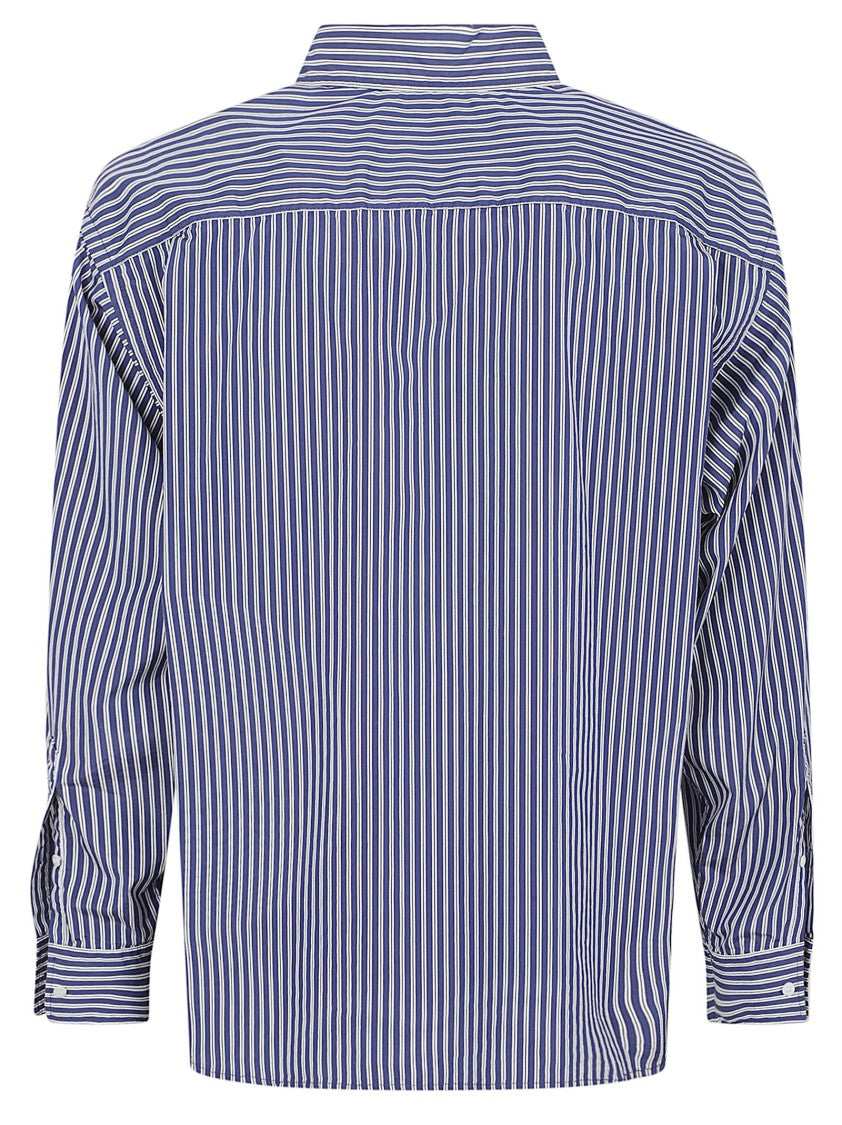 Balenciaga Striped Cotton Poplin Shirt With Logo Accents