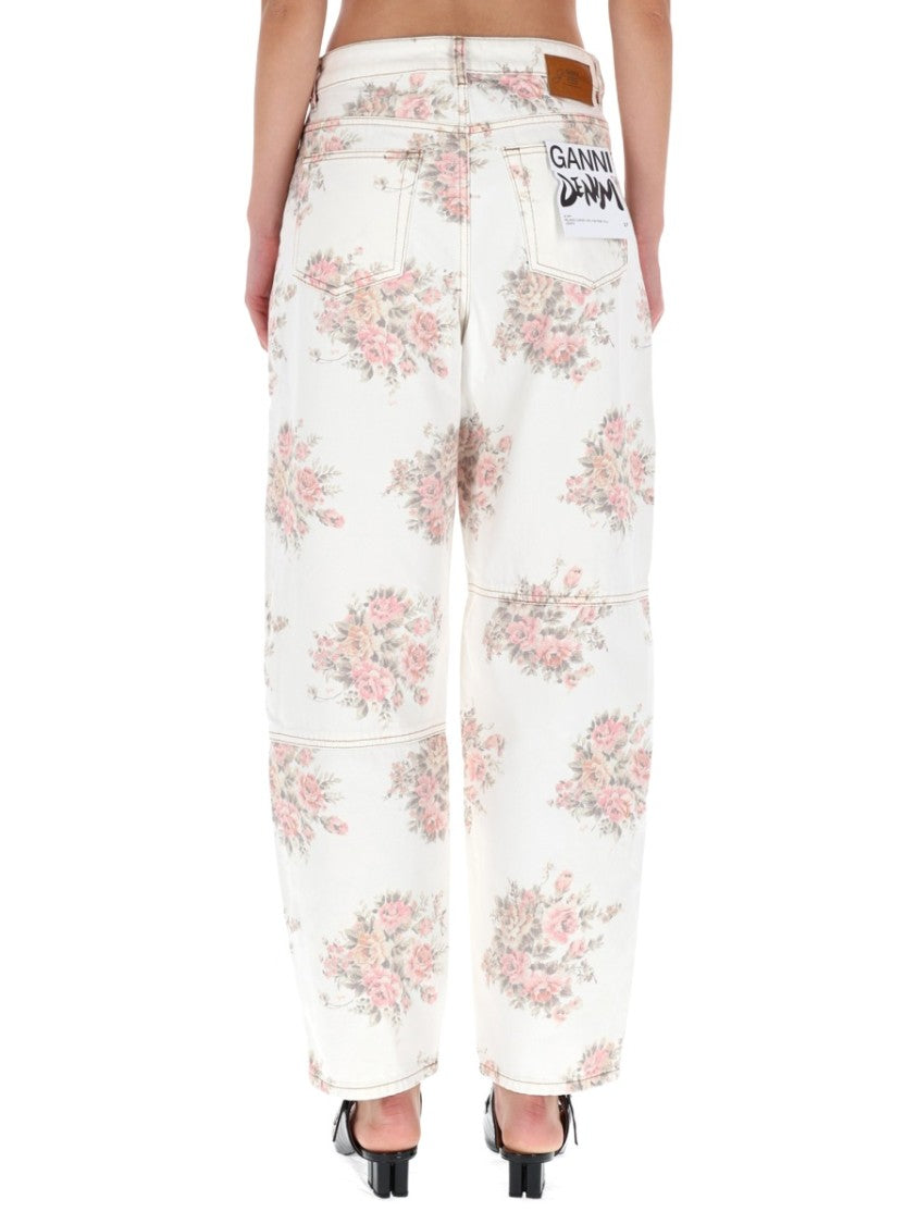 Ganni Relaxed Fit Floral Print Jeans