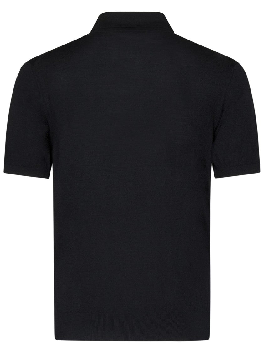 Cruciani Fine Knit Polo Shirt With Ribbed Trim