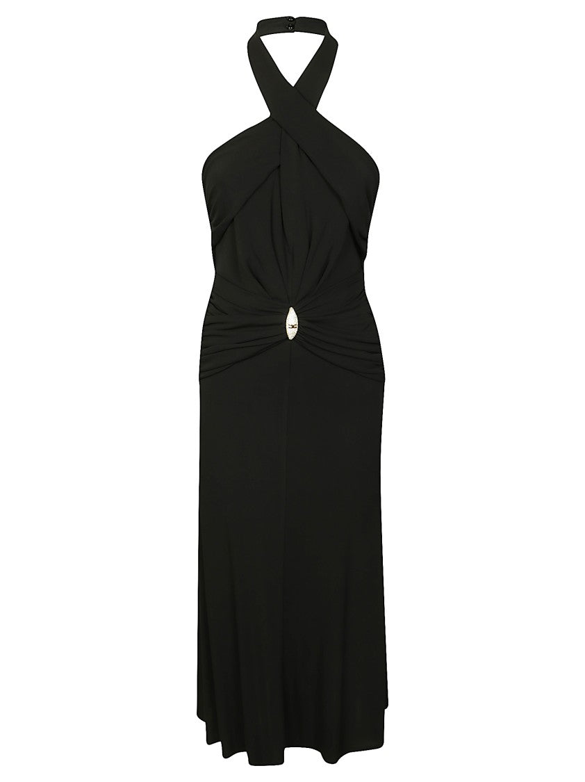 Elisabetta Franchi Halter Neck Jersey Evening Dress