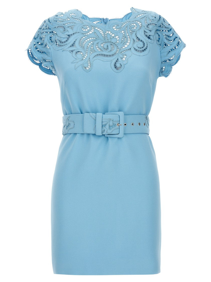 Ermanno Scervino Lace-Detail Mini Dress With Round Neckline