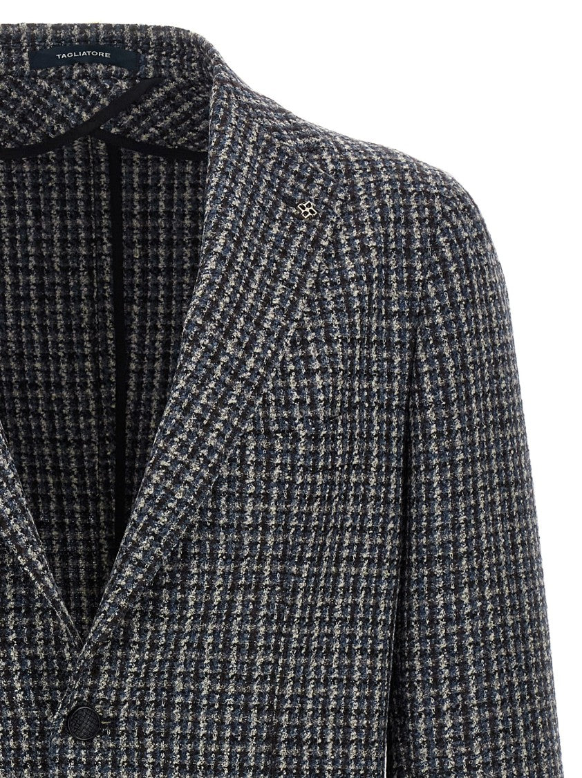 Tagliatore Wool Tweed Blazer With Peak Lapels