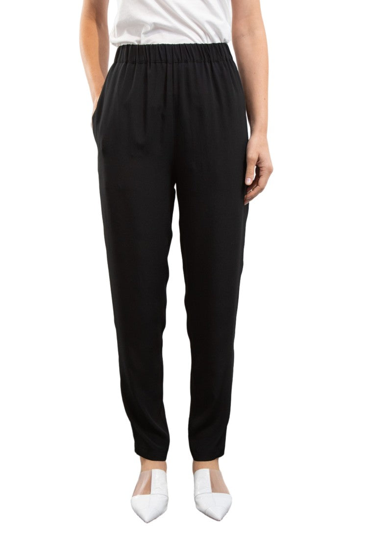 Pier Antonio Gaspari Relaxed-Fit Elastic Waistband Silk Tapered Pants
