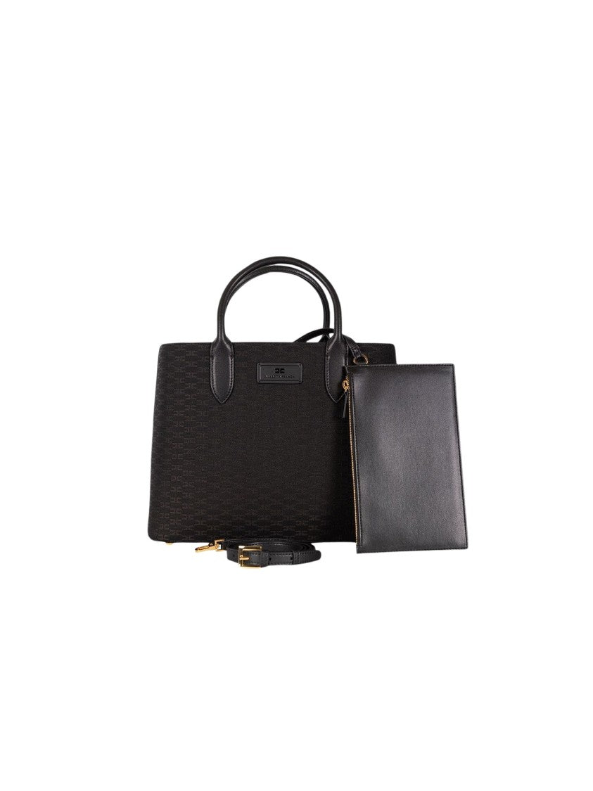 Elisabetta Franchi Rectangular Textured Detachable Strap Shoulder Bag