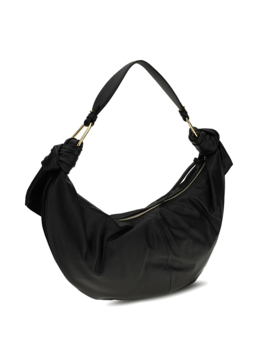 Coccinelle Furoshiki Crescent-Shaped Black Leather Handbag