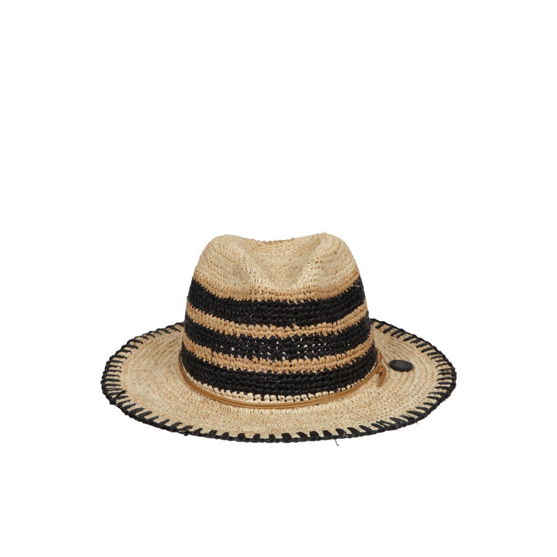 Catarzi Woven Straw Hat With Black Stripe Detail