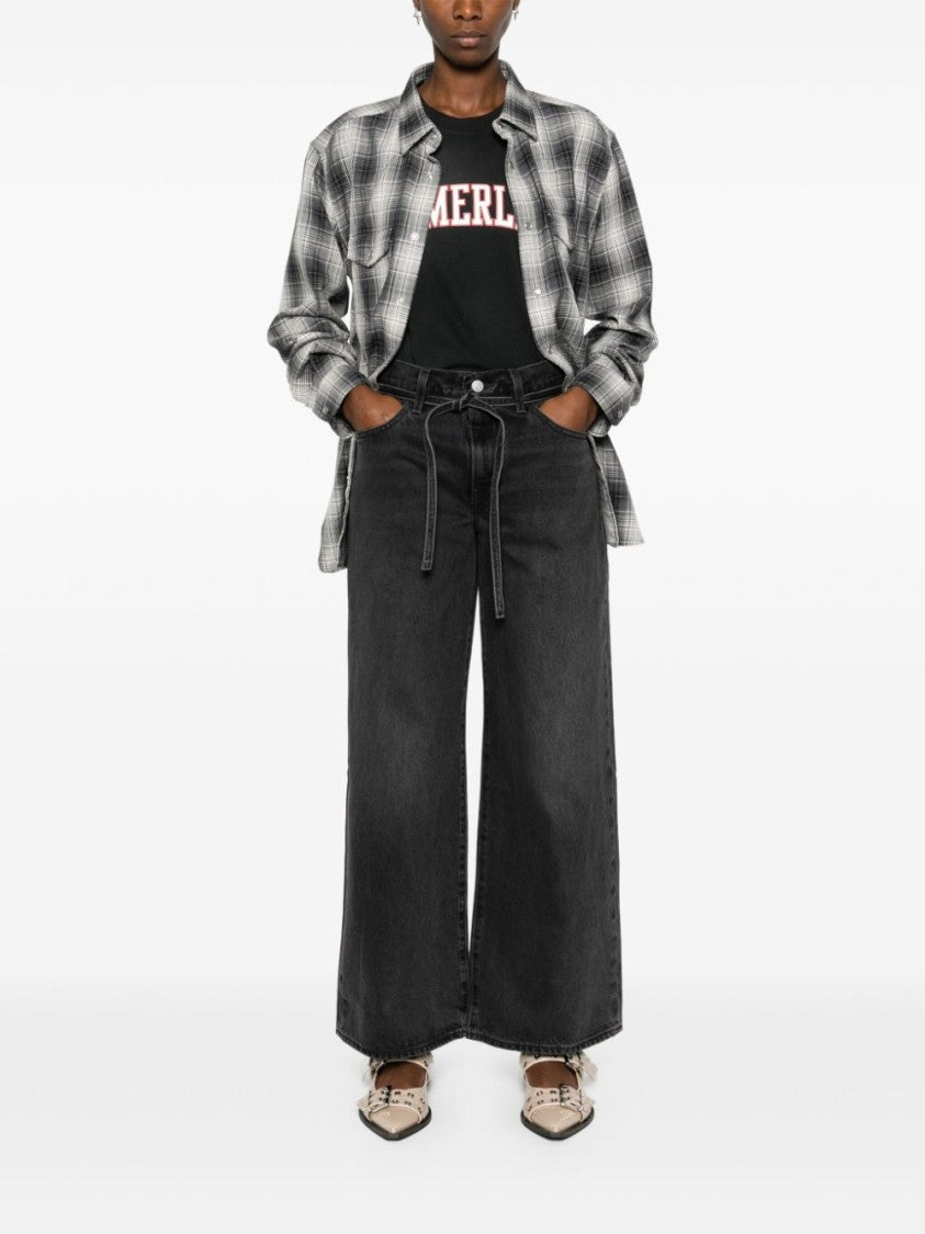 Levi's Straight-Leg Black Denim Jeans With Belt Design And Relaxed Fit