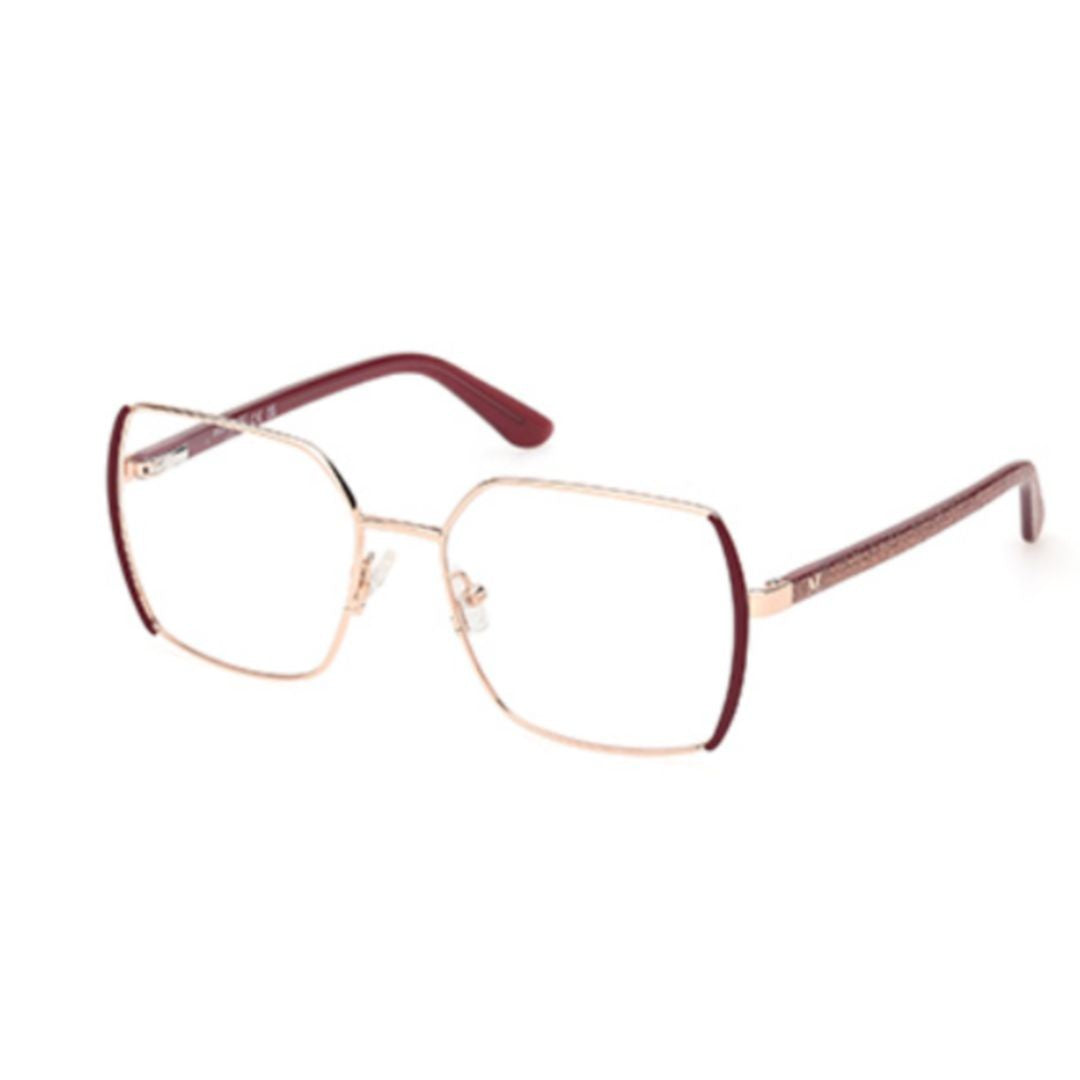 Guess By Marciano Gm50014 Geometric Oversized Eyeglasses With Refined Metallic Accents
