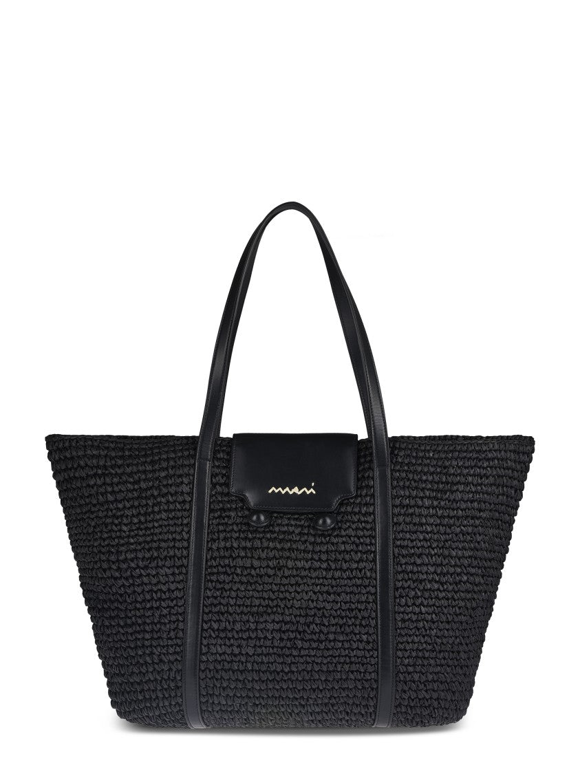 Marni Textured Woven Black Tote Bag