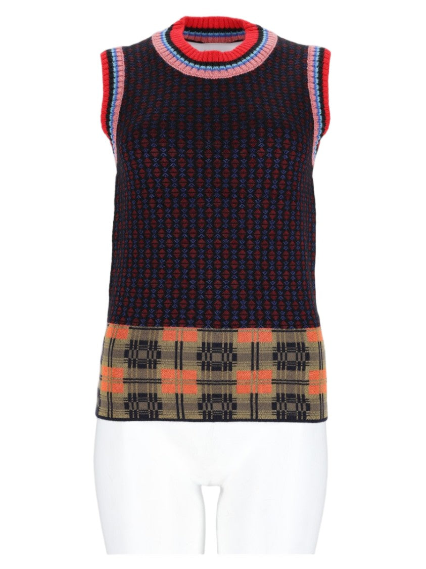 Dries Van Noten Bordeaux Textured Knit Sleeveless Top