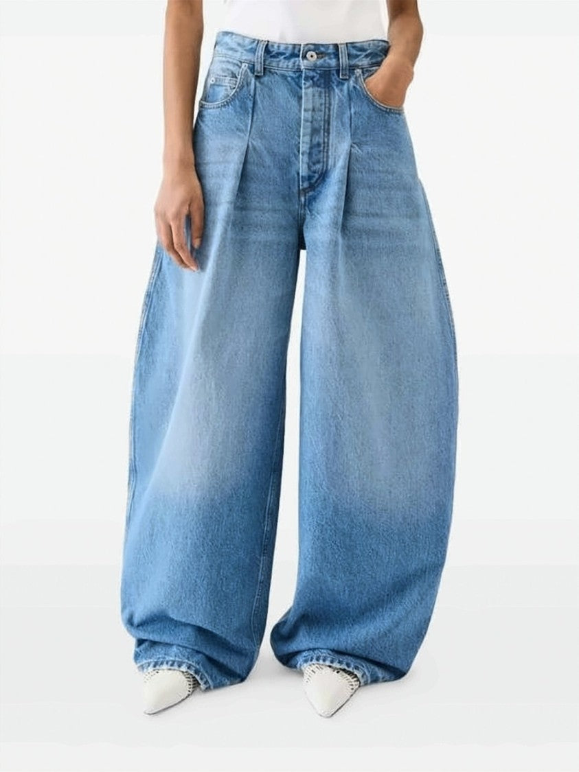 Jacquemus Wide-Leg Denim Trousers With Pleated Detailing
