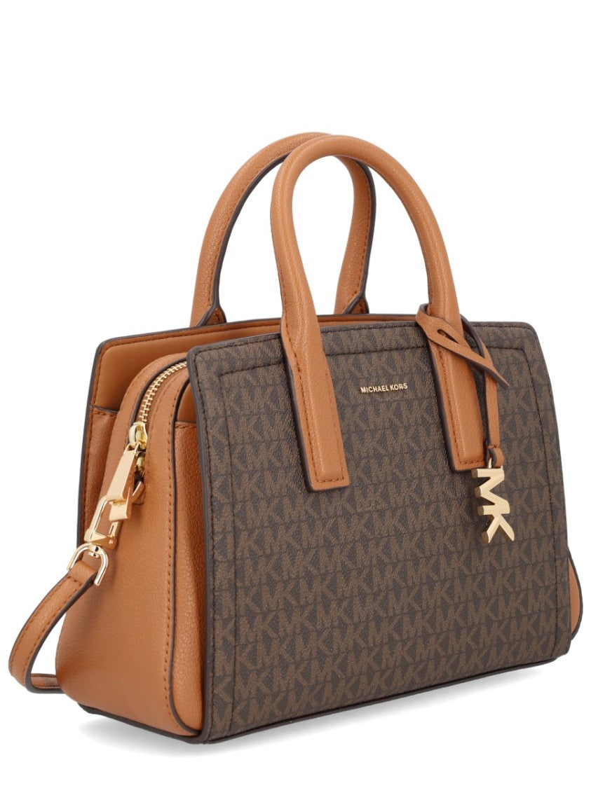 Michael Michael Kors Structured Monogram Canvas Handbag With Leather Accents