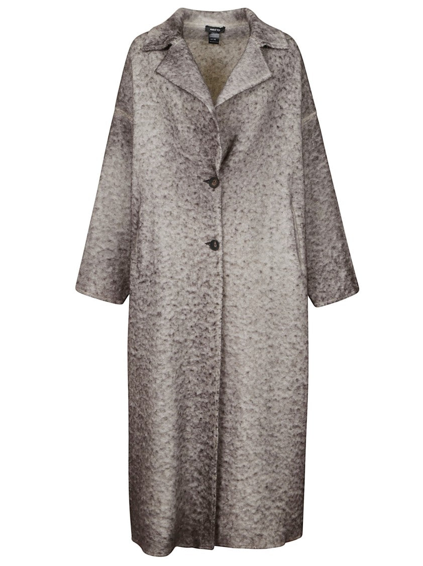 Avant Toi Hand-Painted Carob Alpaca Blend Overcoat With Oversized Silhouette