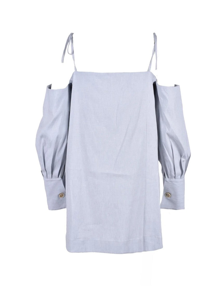 Erika Cavallini Blue Linen Viscose Dress