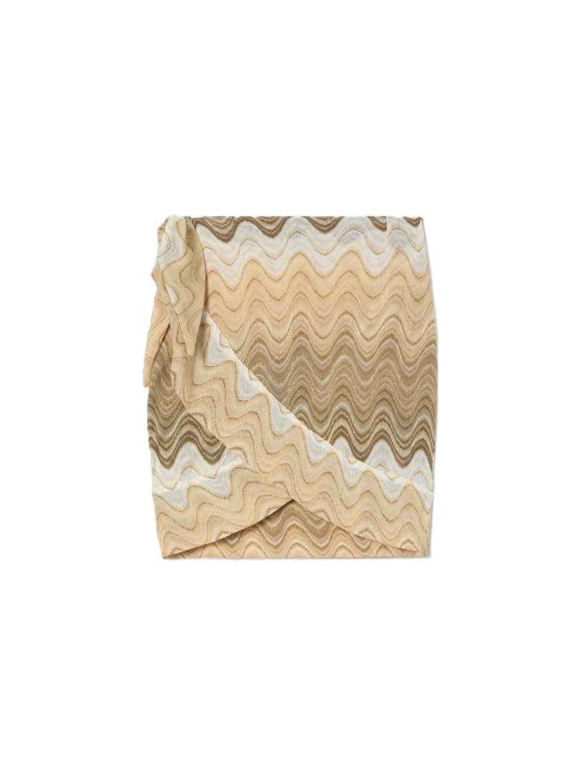 Mc2 Saint Barth Wavy Multicolored Mini Skirt With Wrap-Style Design