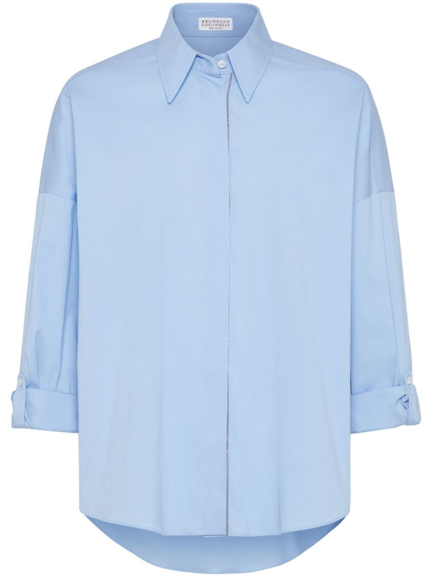 Brunello Cucinelli Light Blue Shirt With Classic Collar