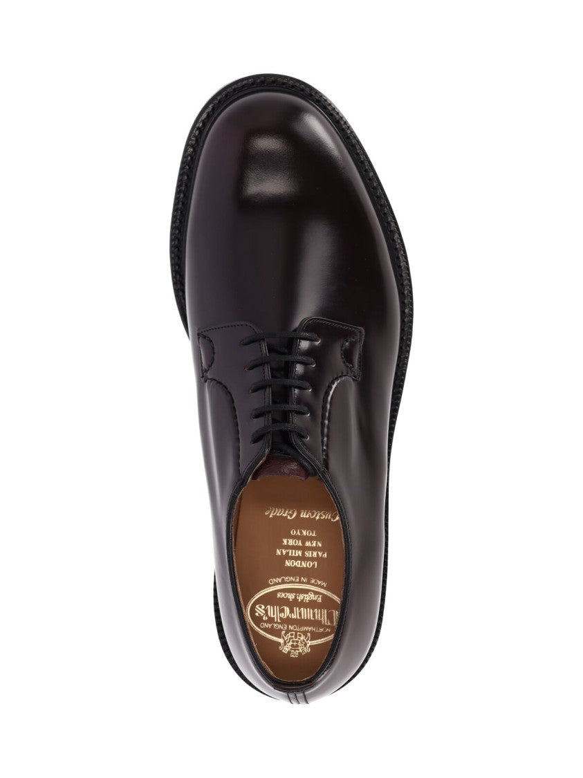 Church's Burgundy Calf Leather Derby Shoes With Lace-Up Closure