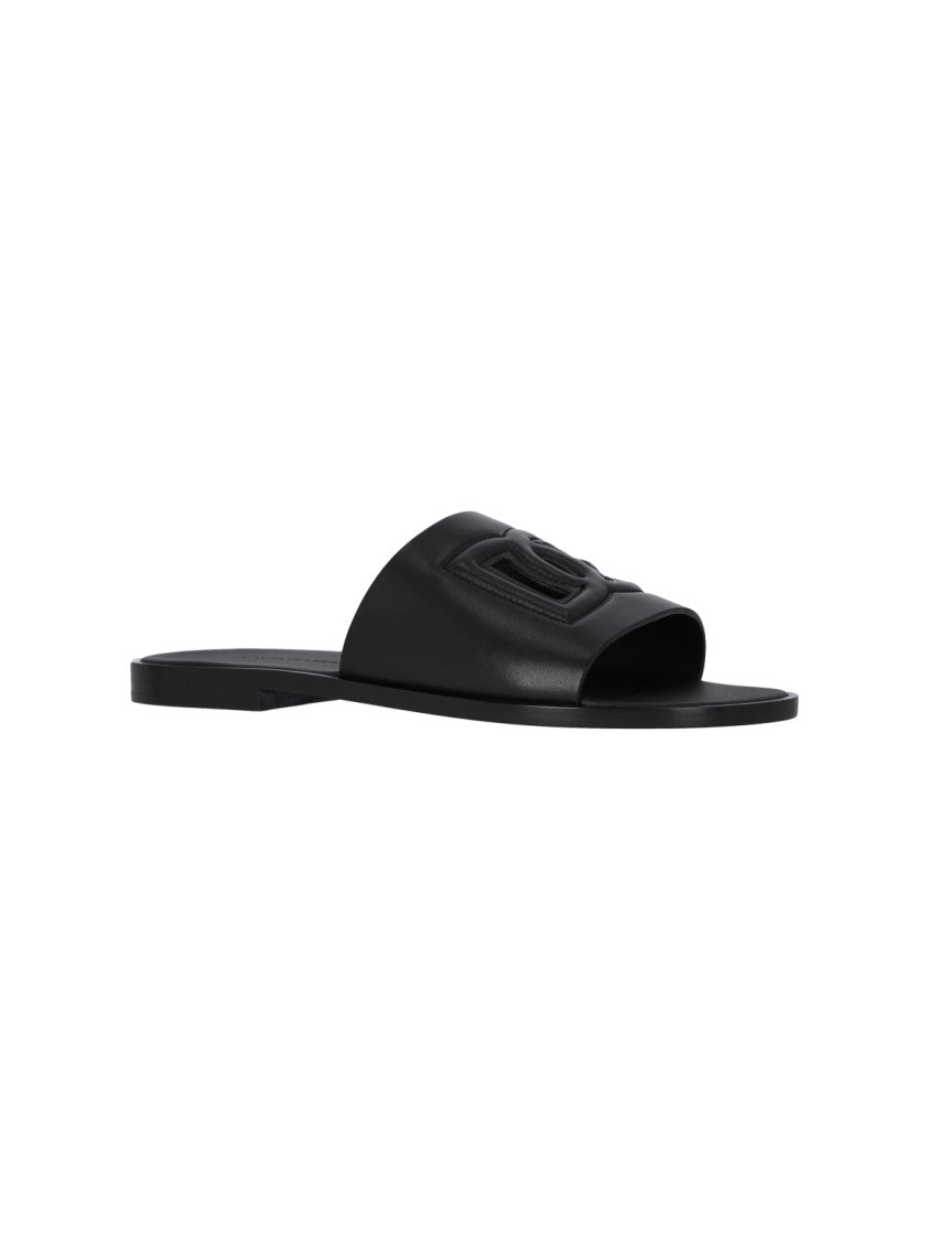 Dolce & Gabbana Logo Slide Sandals – Black